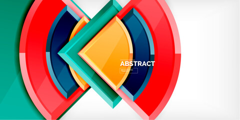 Obraz premium Glossy circles geometric background. Vector Illustration For Wallpaper, Banner, Background, Card, Book Illustration, landing page