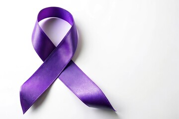 Purple awareness ribbon on white background