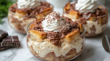 Decadent chocolate bread pudding.