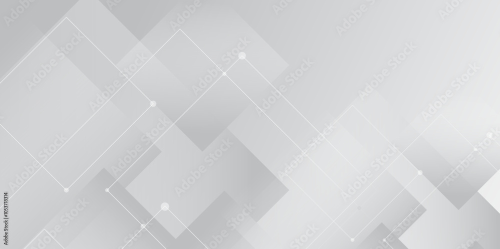Poster Abstract line or strokes with dots, square line, node point, digital background vector design concept. abstract gradient gray background Future new technology for business or science presentation.