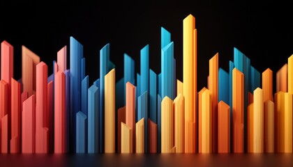 Obraz premium Vibrant abstract composition of colorful bar graphs representing data trends and insights in a modern design aesthetic
