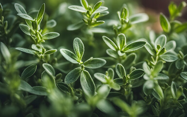 Fototapeta premium Macro shot of thyme leaves