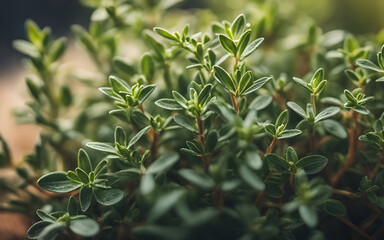Macro shot of thyme leaves