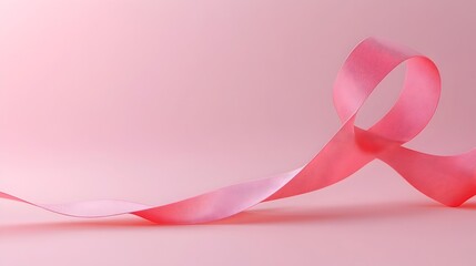 Elegant Pink Ribbon Against Soft Gradient Background for Cancer Awareness