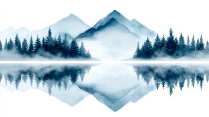  A mountain range with trees in the foreground and a body of water at its base