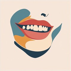 Obraz premium minimalistic vector illustration of a womans smile