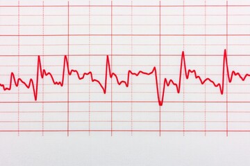 Heartbeat line on an electrocardiogram, white isolate background