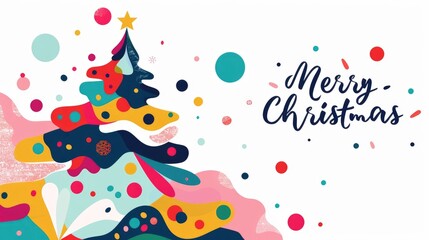 Fototapeta premium colorful christmas greeting card with abstract tree illustration