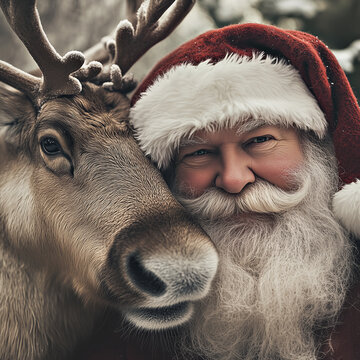 santa claus and his reindeer