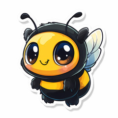 Obraz premium Animal stickers with a Cute cartoon bee on a white background