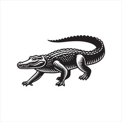 Fototapeta premium Alligator Silhouette Clipart Design - Alligator Vector illustration in black and white