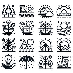 Fototapeta premium Seasonal Trends outline icon set