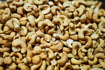 Nuts, bunch and store with stock for protein, almond snack or healthy nutrition at grocery shop....
