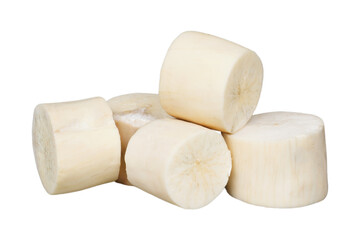 Cuts of peeled cassava roots isolated transparent