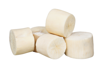 Cuts of peeled cassava roots isolated transparent