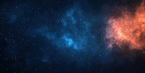 Obraz premium stunning cosmic scene featuring vibrant mix of blue and orange nebulae against backdrop of countless stars, evoking sense of wonder and exploration in vast universe