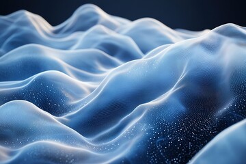 Obraz premium Abstract blue digital wave background with glowing particles.