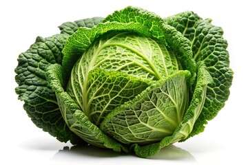Raw green cabbage isolated on white background