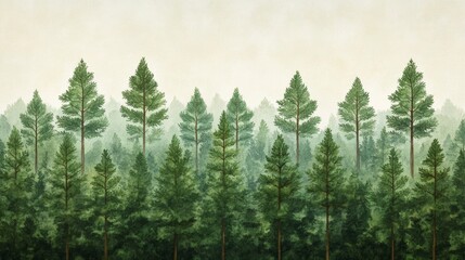 Oil-painted forest landscape wallpaper: brush lines, pattern design, mural Use earthy palette 
