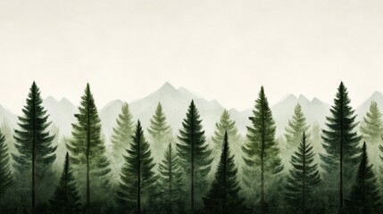 Obraz premium Oil-painted forest landscape wallpaper: brush lines, pattern design, mural Use earthy palette 