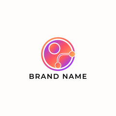ILLUSTRATION CONNECTED CIRCLE ORANGE PURPLE GRADIENT COLOR. TECH LOGO ICON TEMPLATE SIMPLE DESIGN ELEMENT VECTOR