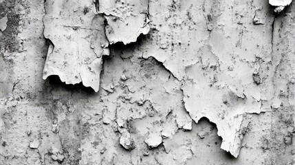 Obraz premium A black-and-white image of a worn wooden wall with peeling paint The paint chips, revealing more wood beneath