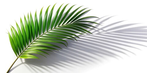 Obraz premium Realistic shadow of tropical palm leaf on white background