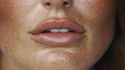 Fototapeta premium A tight shot of a woman's face adorned with freckles