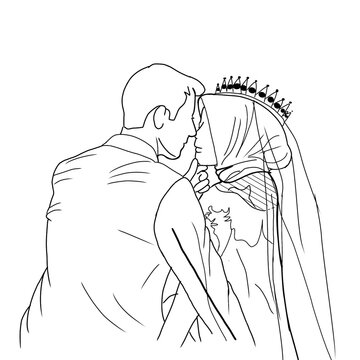 recommend clip art: Romantic Line Art of Couple in Intimate Embrace