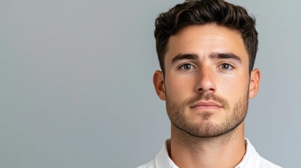 Fototapeta premium Subtle Enhancements Male Patient Before and After Rhinoplasty Surgery Focusing on the Delicate Improvements to Facial Features in a Modern Studio Portrait Setting