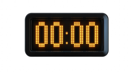 Digital Countdown Timer Displaying "00:00," Symbolizing New Year Countdown, PNG File, Transparent Background