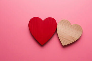 Red wooden heart with text "World kindness day" on pink background. Health insurance, donation, happy charity volunteer concept, world mental health day, world heart day, self care concept. AI
