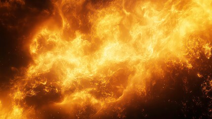 Abstract fiery background with swirling flames and sparks.