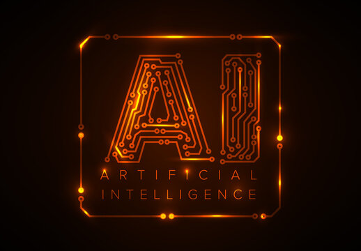Ai artificial intelligence red concept illustration social media banner header template