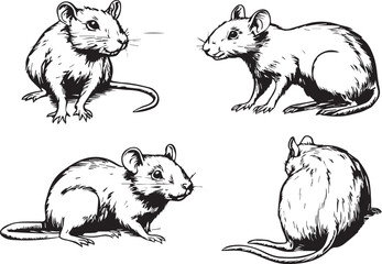Set rats. Hand drawn vector illustration	