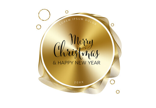Christmas light card with minimalistic golden sphere decoration 