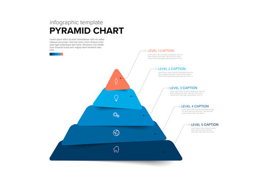 Infographic Maslow Pyramid chart diagram template made from thick blue levels