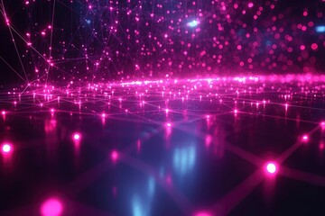 Obraz premium Abstract Digital Network with Pink and Blue Glowing Lights