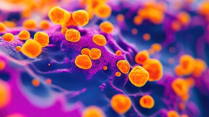 Microscopic View of Bacteria on a Kitchen Dish Sponge Filled with Trapped Food Particles Showcasing the Unseen Microbial World in Vivid Detail and Depth of Field