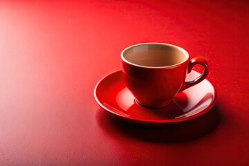 Obraz premium Red cup with saucer on surface