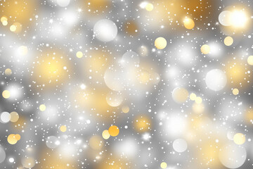 Sfondo per Natale con Bokeh e neve. Spazio per testo o messaggio.