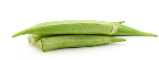 Close-up of Okra vegetable seed pods (Abelmoschus esculentus) - stock photo
