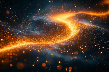 Fototapeta premium Abstract Golden Sparkles and Glowing Lights on a Dark Background
