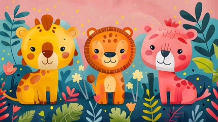 Naklejka premium Animal doodles create whimsical doodles. AI generated