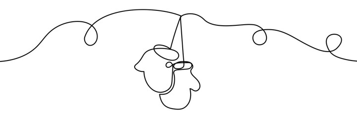 Pair of winter knitted mittens isolated on white background. Vector hand-drawn illustration in doodle style. Perfect for cards, logo, decorations, holiday designs.