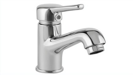 Chrome bathroom sink faucet with single lever handle.