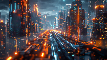 Fototapeta premium Futuristic Urban Landscape with Advanced AI Technology