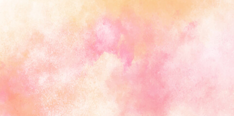 Vector fantasy light red, pink and yellow shades watercolor background. Hand drawn vector texture. Pastel color watercolor banner. Aquarelle paint paper textured stain canvas element for text design.	