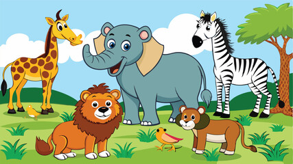 Naklejka premium Wildlife Photography Set: Captivating Images of Majestic Animals in Their Natural Habitat