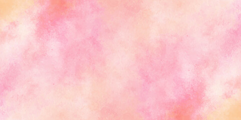 Obraz premium Vector fantasy light red, pink and yellow shades watercolor background. Hand drawn vector texture. Pastel color watercolor banner. Aquarelle paint paper textured stain canvas element for text design. 